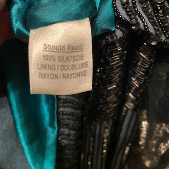 Cocktail Dress Blouson Black/Green Embellished - Picture 9 of 15